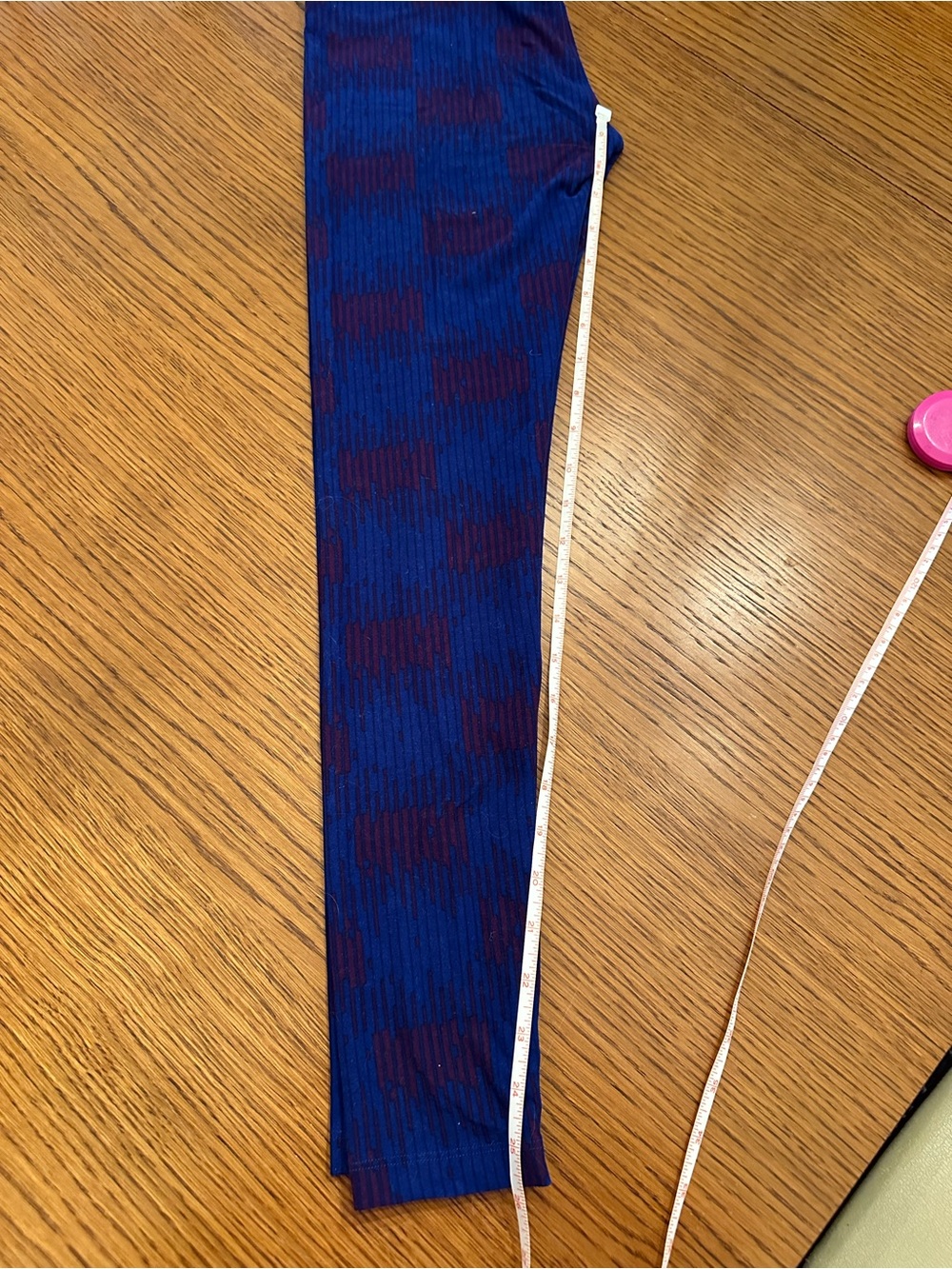 LuLaRoe Blue and Maroon Patterned Leggings - Picture 2 of 4